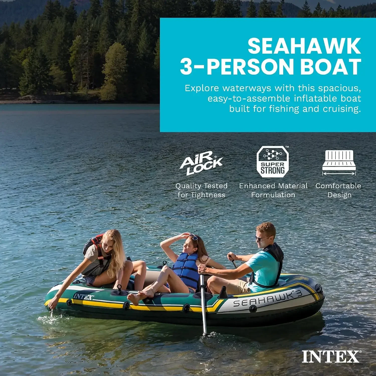 INTEX 66332EP Seahawk 2 Inflat - огляд і ціна Fishing Boat Aluminum